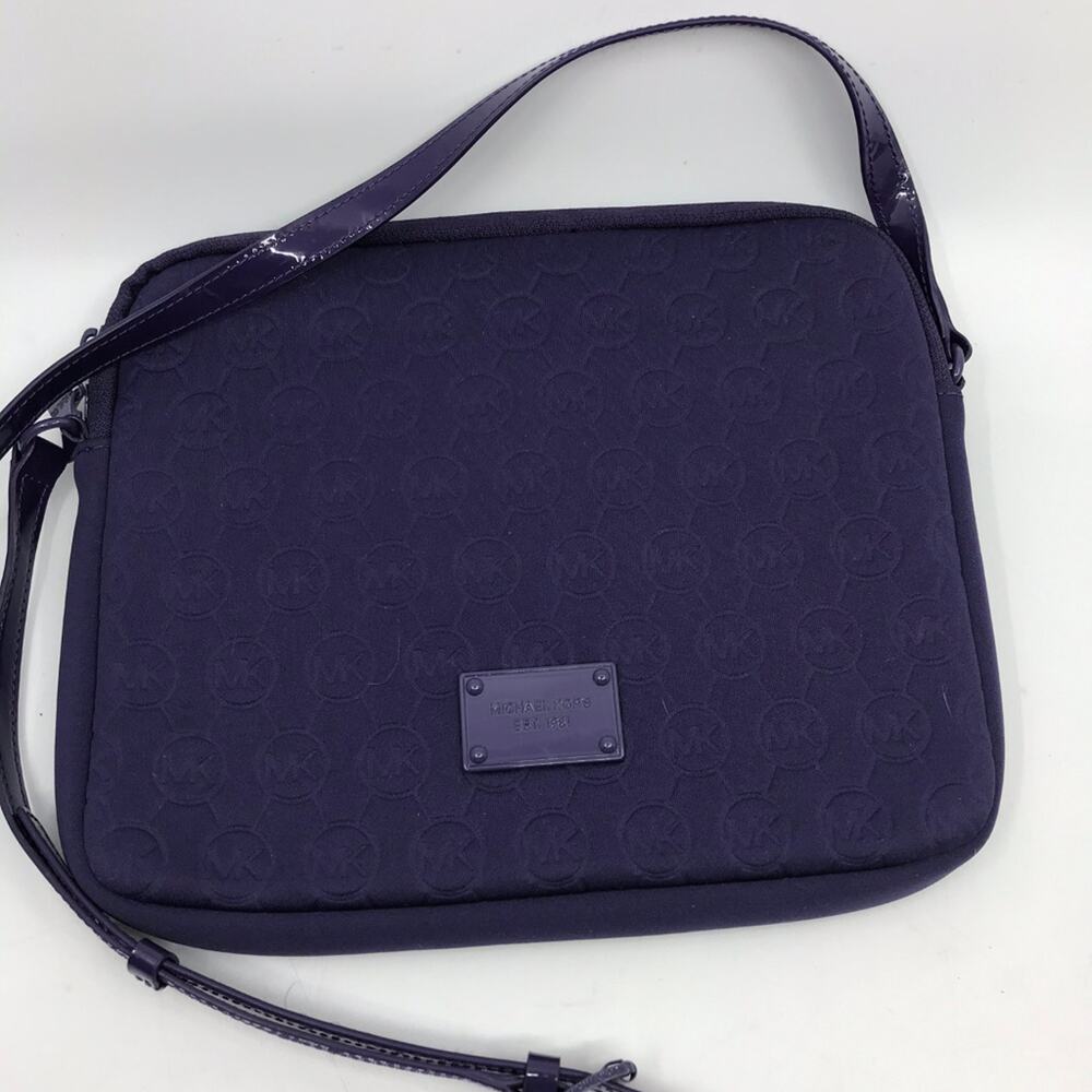 Michael Kors Dark Purple Scuba Tote Bag Over Logo - Picture 8 of 8